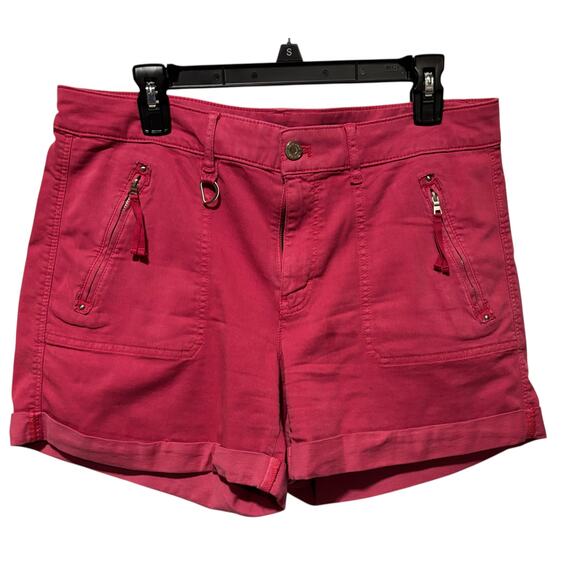 WHBM White House Black Market Pink The Short Cotton Rayon Sz 10 Zipper Pockets - Picture 1 of 6